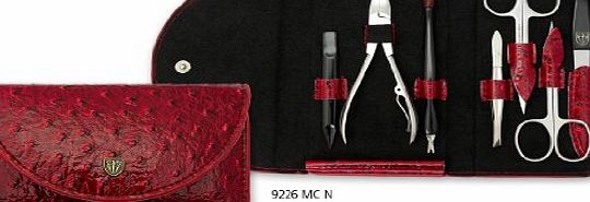 3 Swords - 7 Piece Manicure amp; Pedicure Case, made of high quality Ostrich leather imitation, Quality: ``3 swords`` quality
