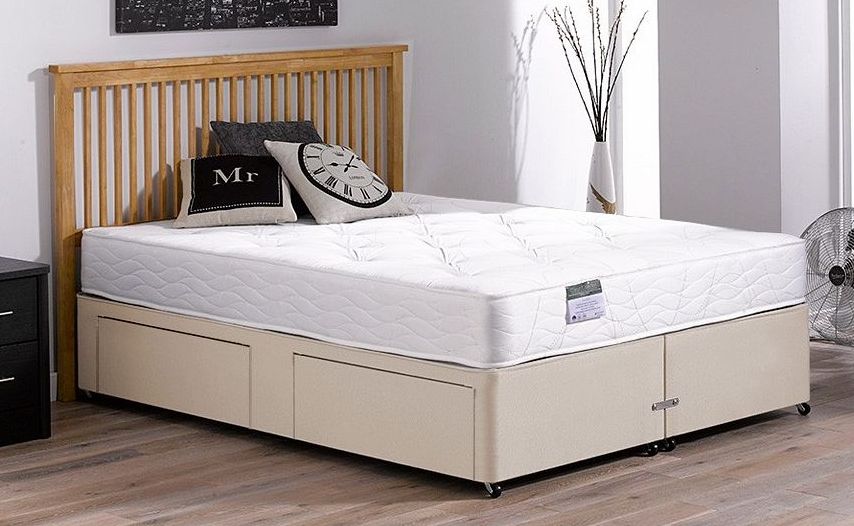 3`0 Single Fenton Open Spring Divan Bed - Firm - Beige