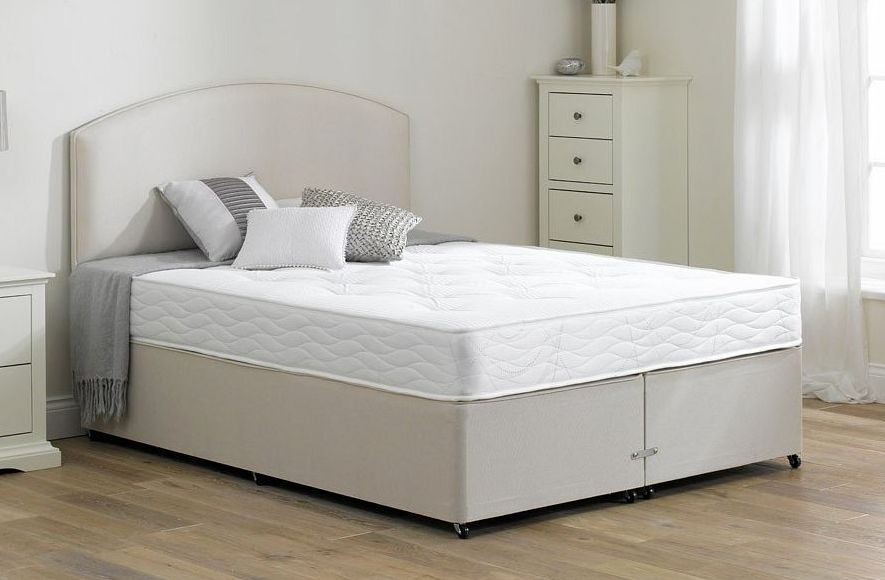 3`0 Single Halliday Open Spring Divan Bed - Firm - Beige