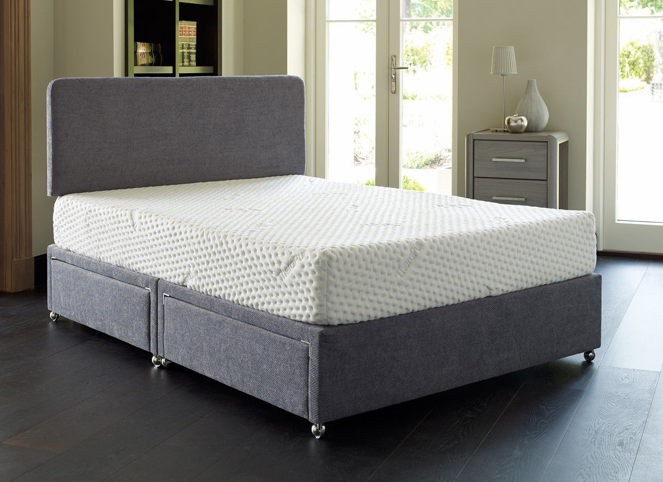 3`0 Single Heavenly Eden Memory Foam Divan Bed Slate - Medium