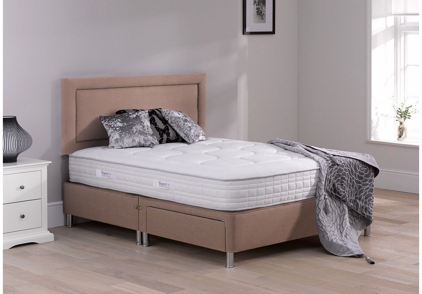 3`0 Single Therapur Desire 26 Divan Bed With Legs - Medium