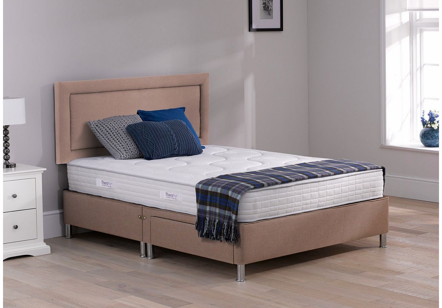 3`0 Single Therapur Emotion 24 Divan Bed With Legs - Medium