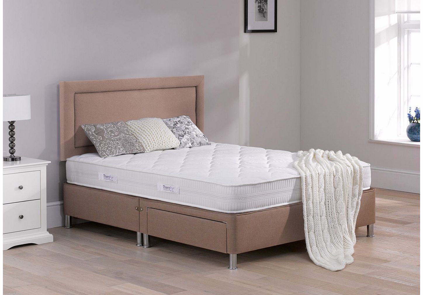 3`0 Single Therapur Mellow 20 Divan Bed With Legs - Medium