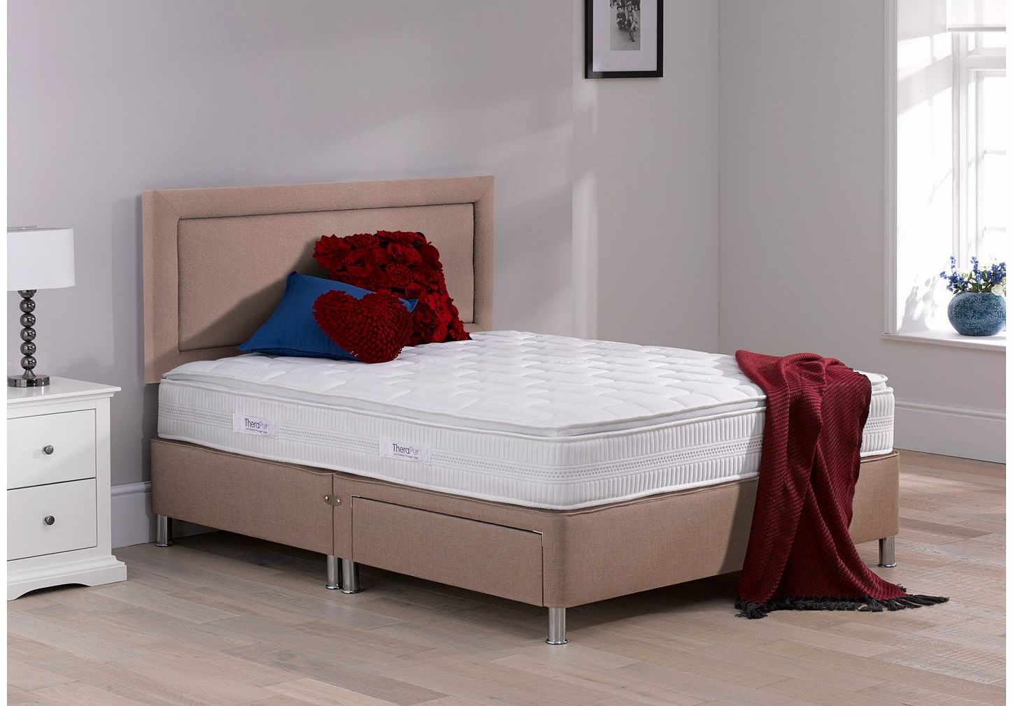 3`0 Single Therapur Rapport Divan Bed With Legs - Medium Firm