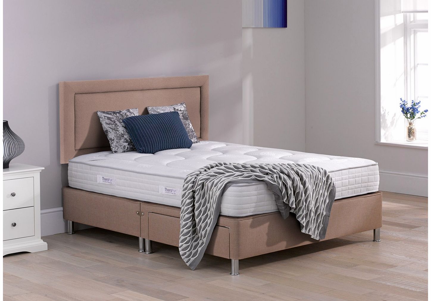 3`0 Single Therapur Serenity Divan Bed With Legs - Medium