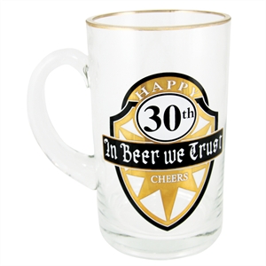 30th Birthday Glass Beer Stein