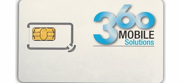 360 Mobile SIM, First 6 month prepaid - 100 minutes, 3000 texts, 500Mb data/month
