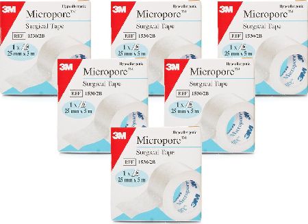 3M, 2102[^]0106404 Micropore Surgical Tape - 6 Pack