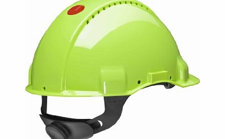 3M Peltor G3000 / G30NUV Safety Helmet with 3M Uvicator Sensor - ABS Plastic with Sweatband and Ratchet System Vented Neon Green