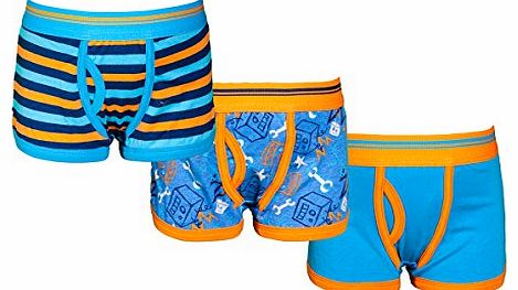 4 KIDZ 4KIDZ Boys Childrens Trunks Boxer Shorts Cotton 3 Pack Elasticated Waist