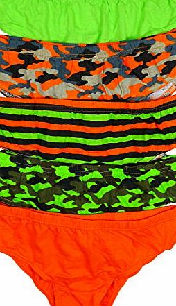4 KIDZ Boys Pack of 5 Neon Camo Smiley Underpants Slip Briefs Pants sizes 7 to 13 Years