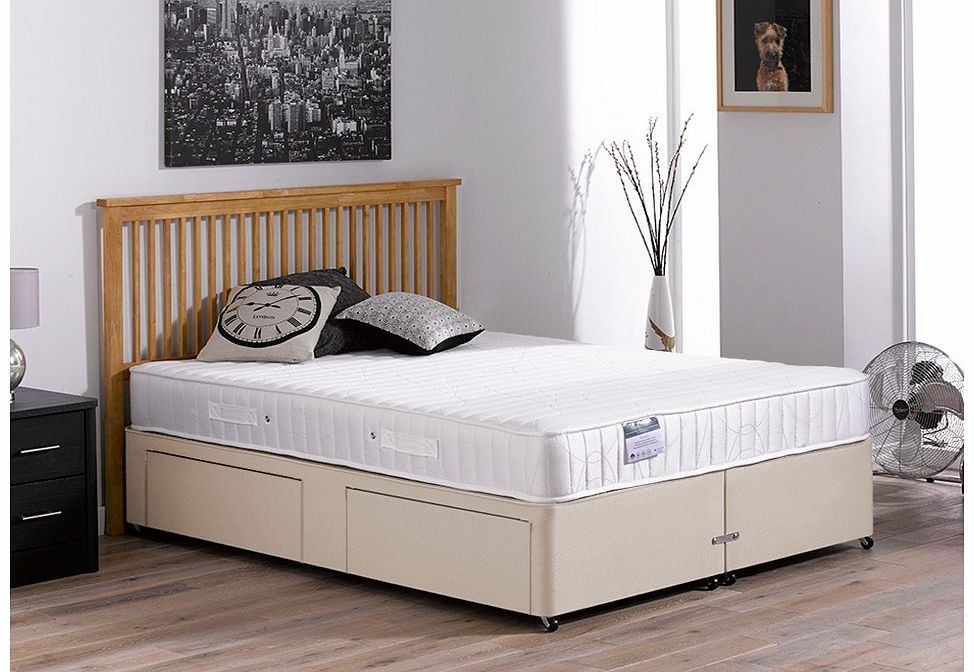 4`0 Small Double Franklin Open Spring Divan Bed - Medium - Beige