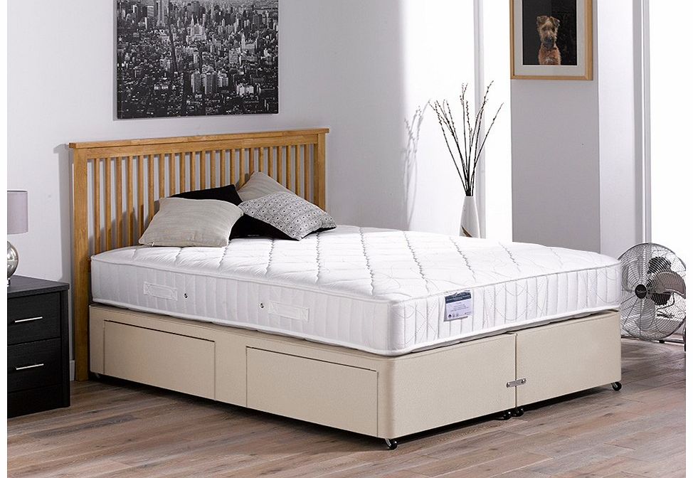 4`0 Small Double Hurley Pocket Spring Divan Bed - Medium - Beige