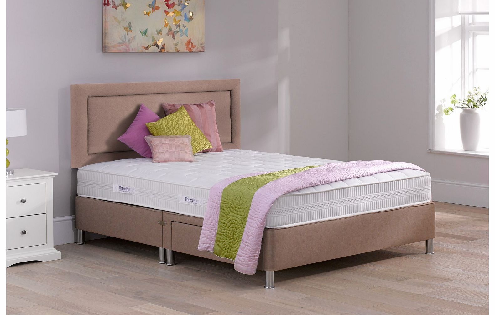 4`0 Small Double Therapur Affinity Divan Bed With Legs - Medium