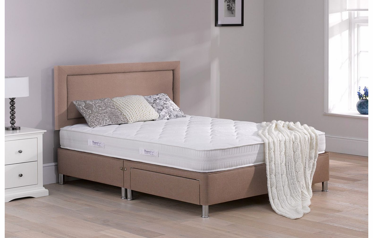 4`0 Small Double Therapur Mellow 20 Divan Bed With Legs - Medium