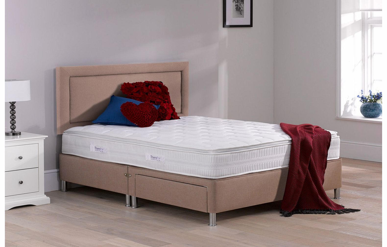 4`0 Small Double Therapur Rapport Divan Bed With Legs - Medium Firm