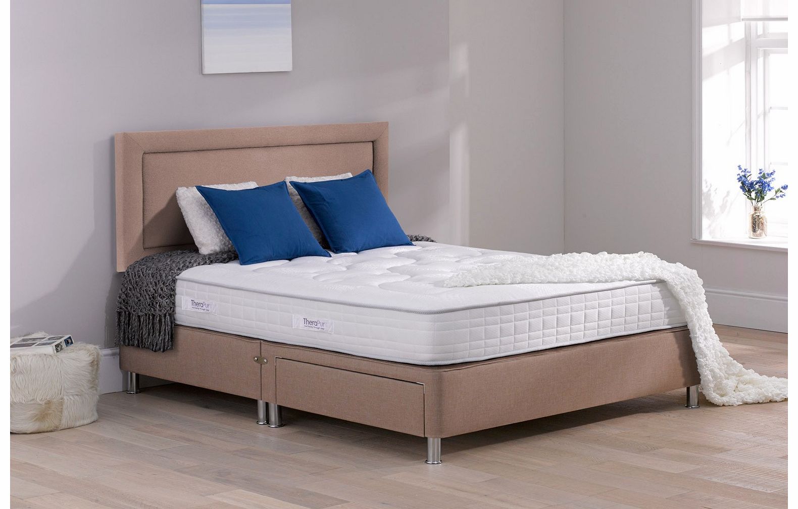 4`0 Small Double Therapur Tranquility Divan Bed With Legs -