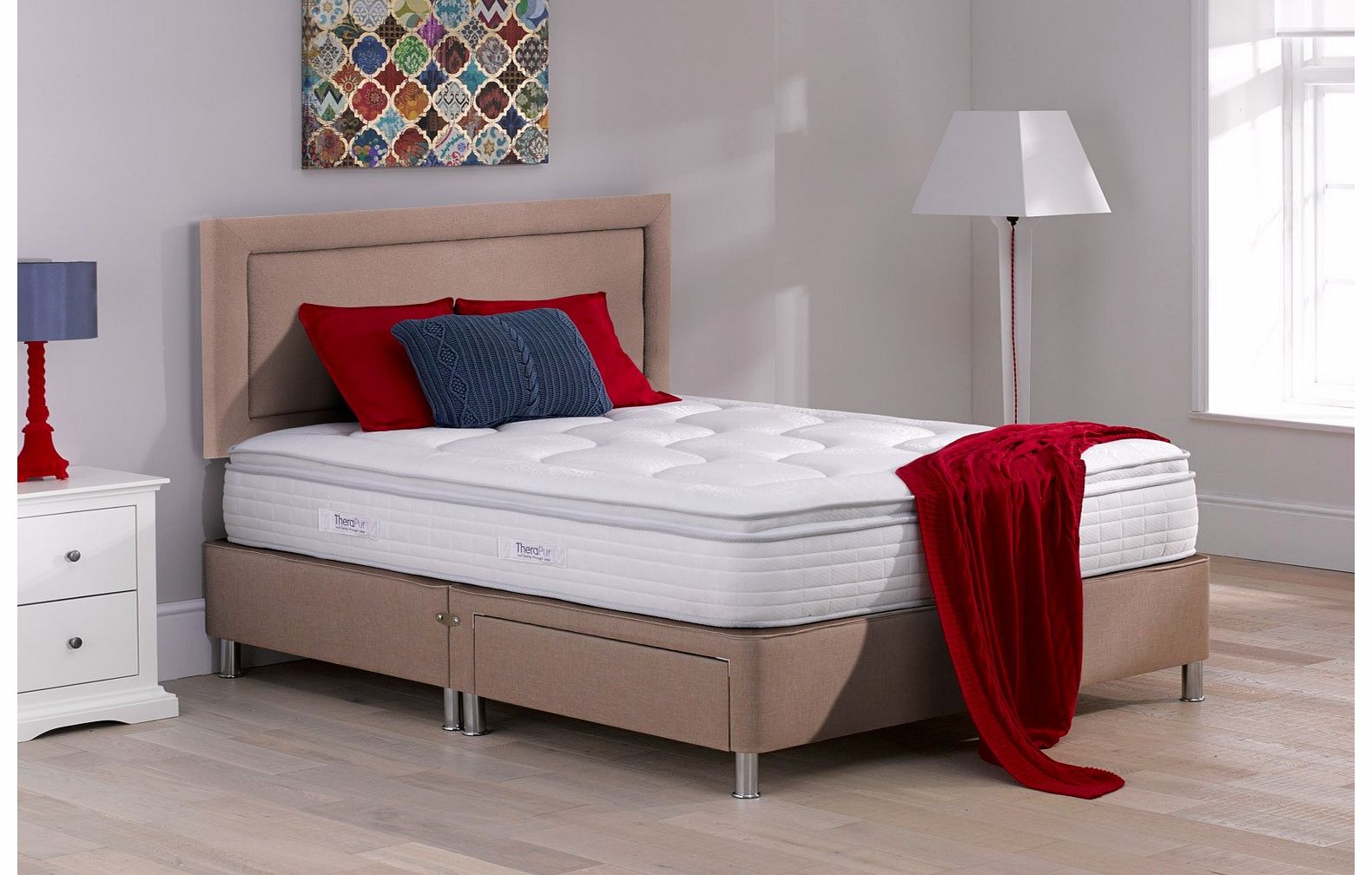 4`0 Small Double Therapur Vitality Divan Bed With Legs - Medium