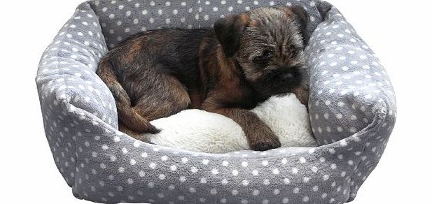 Rosewood 40 Winks Small Dog/ Cat Sleeper Bed, 16-inch, Grey/ Cream Spot