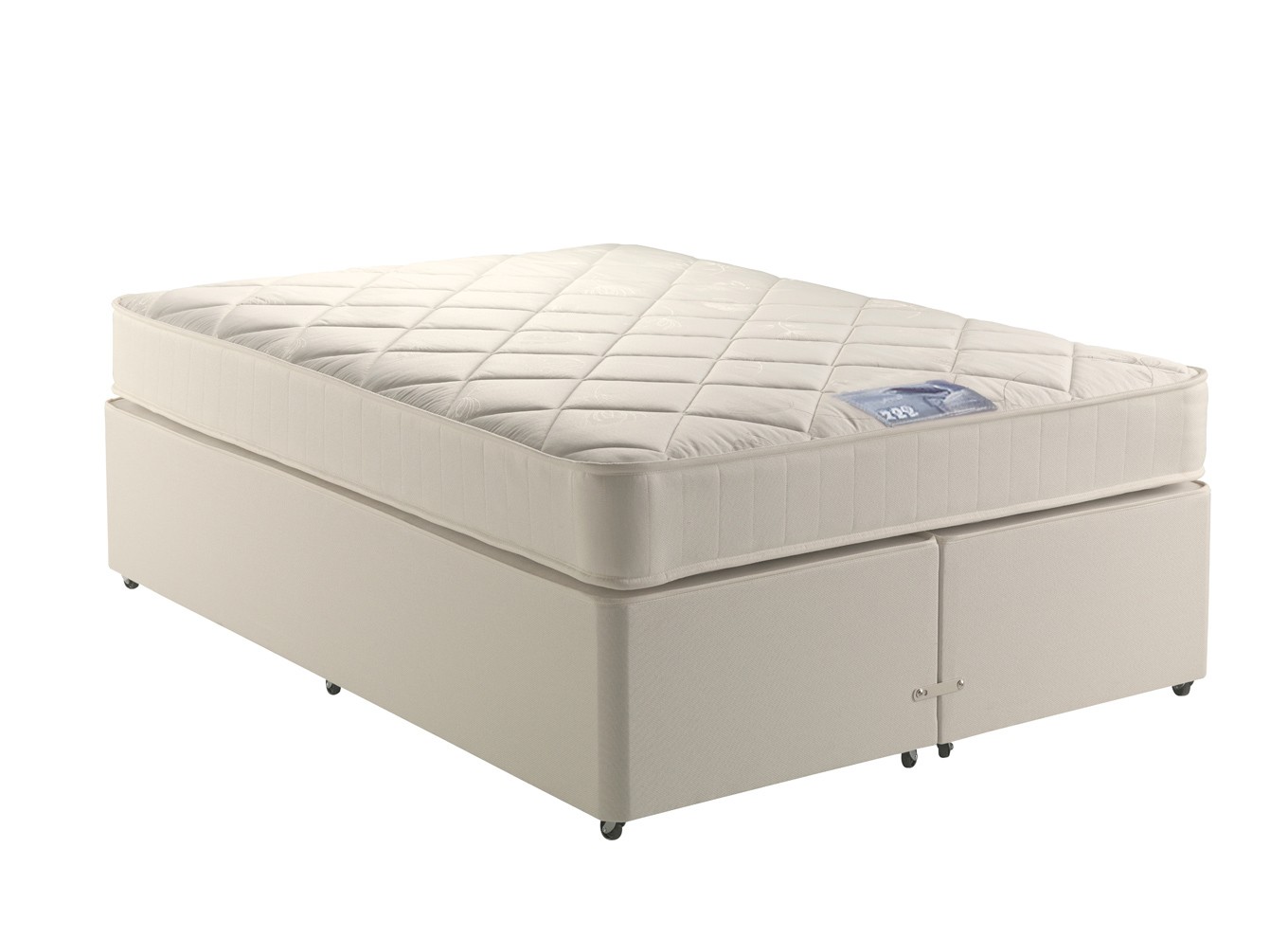 4`6 Double Almond Open Spring Divan Bed - Medium Soft