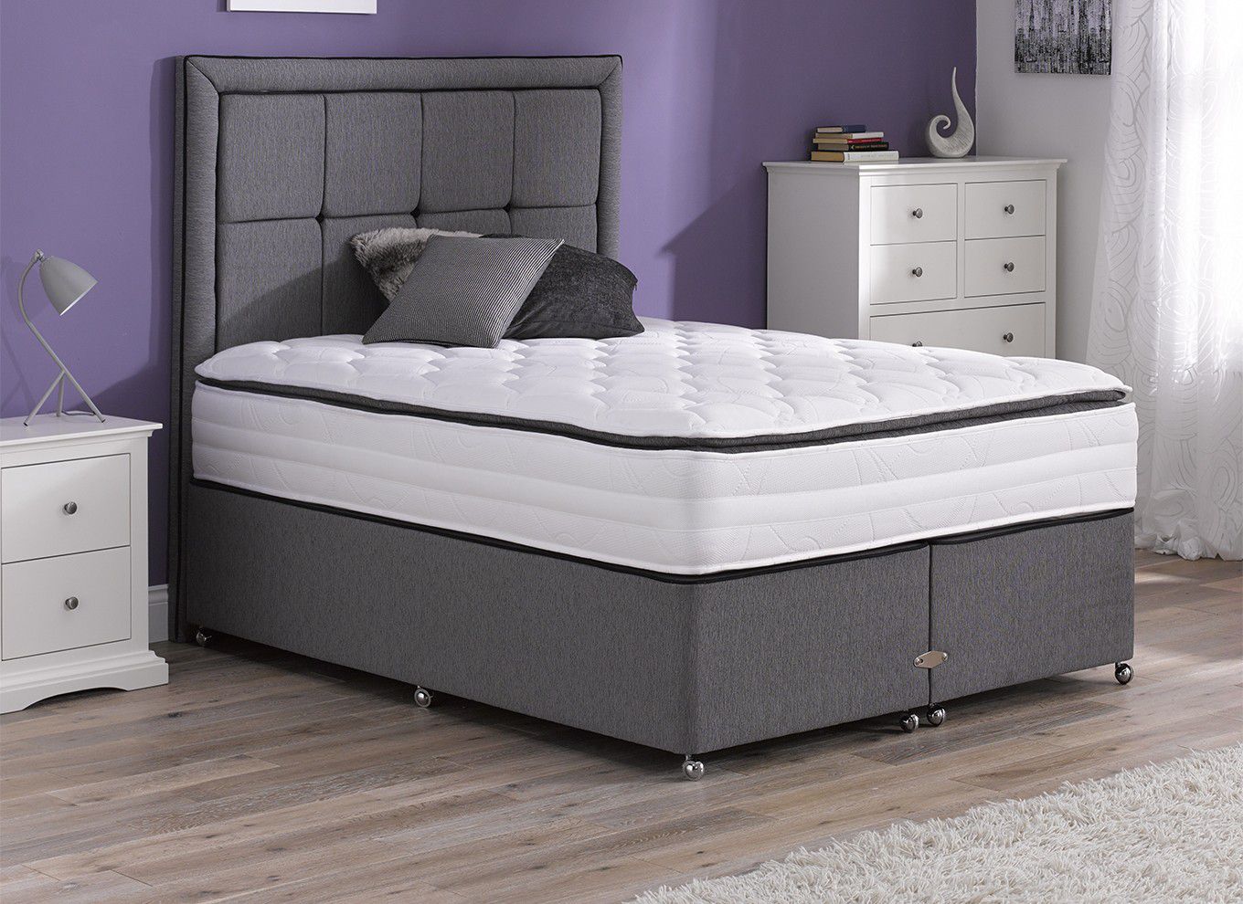 4`6 Double Anniversary Pocket Spring Divan Bed - Medium Firm