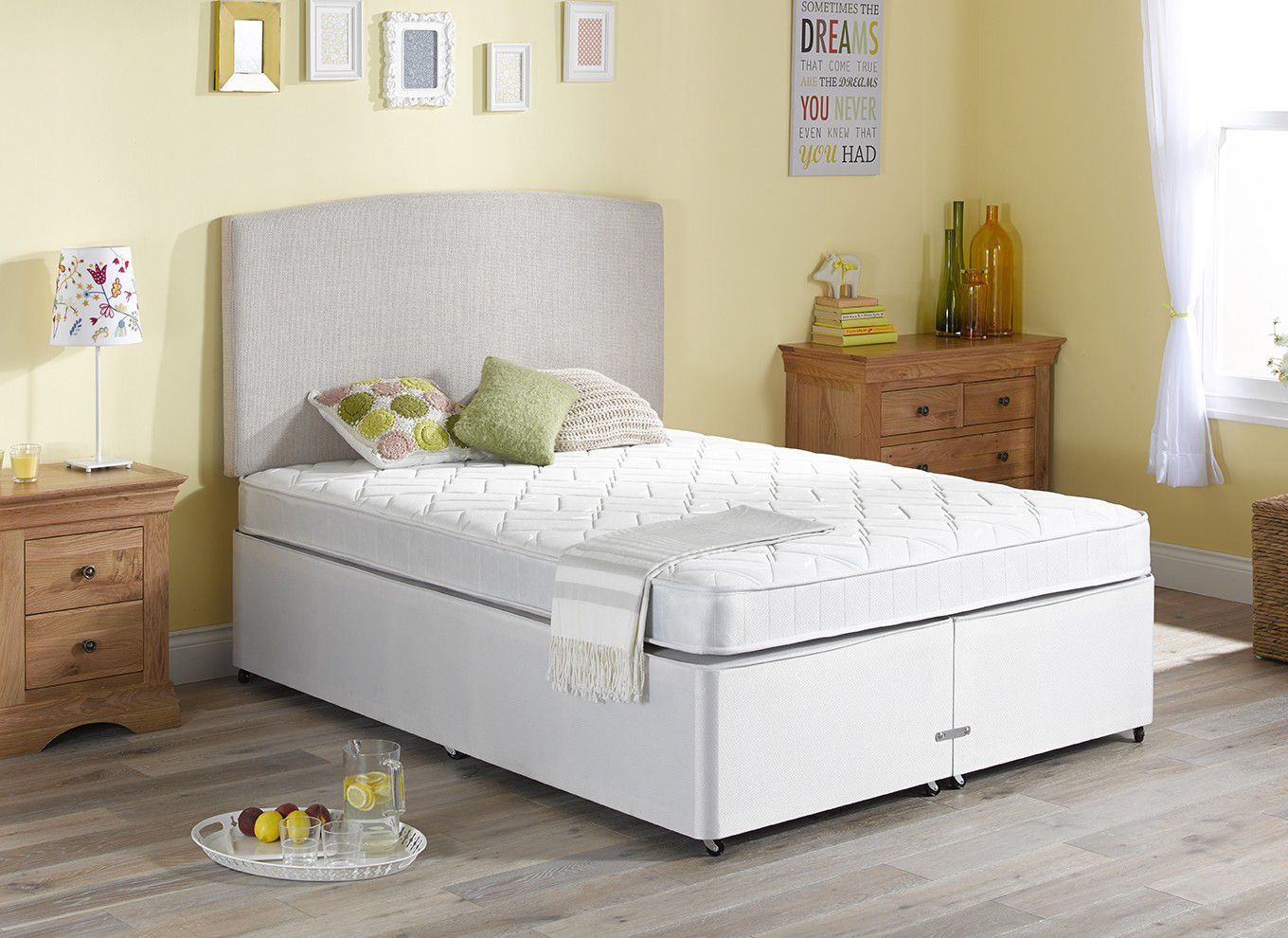 4`6 Double Coral Open Spring Divan Bed - Medium Firm