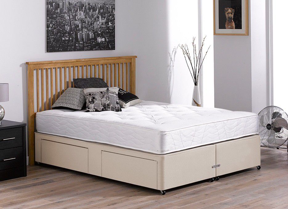 4`6 Double Orchard Pocket Spring Divan Bed - Firm - Beige