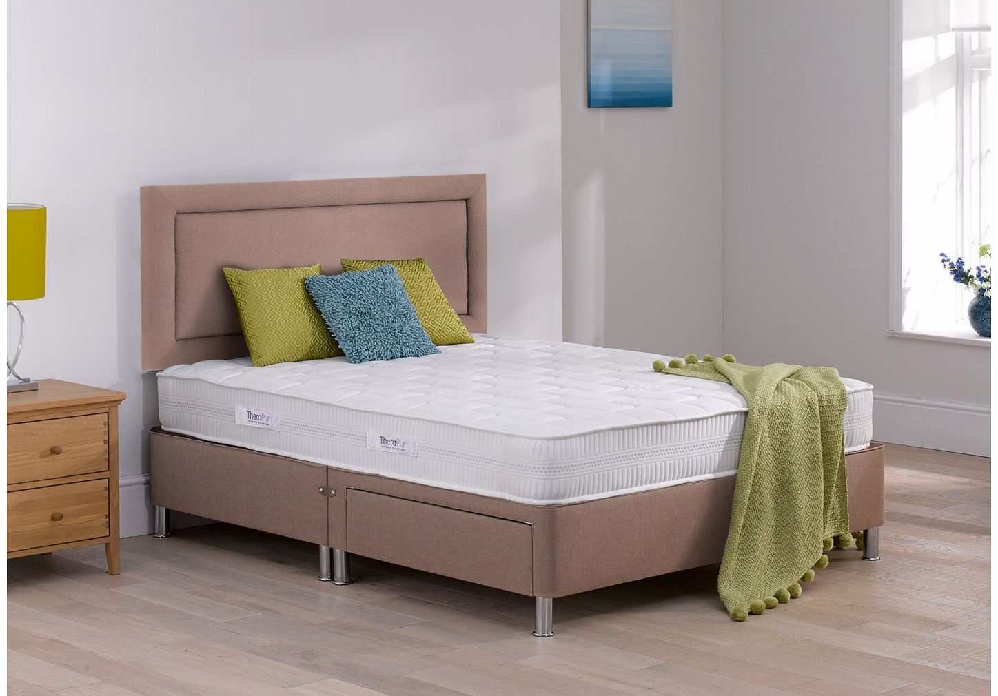 4`6 Double Therapur Bliss 22 Divan Bed With Legs - Medium