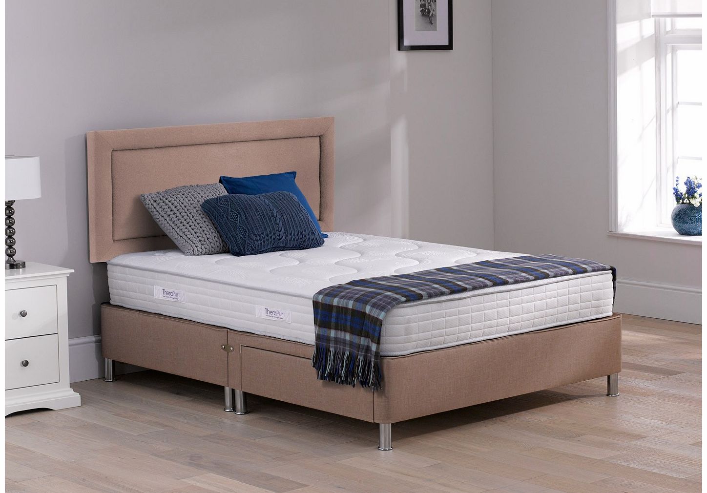 4`6 Double Therapur Emotion 24 Divan Bed With Legs - Medium