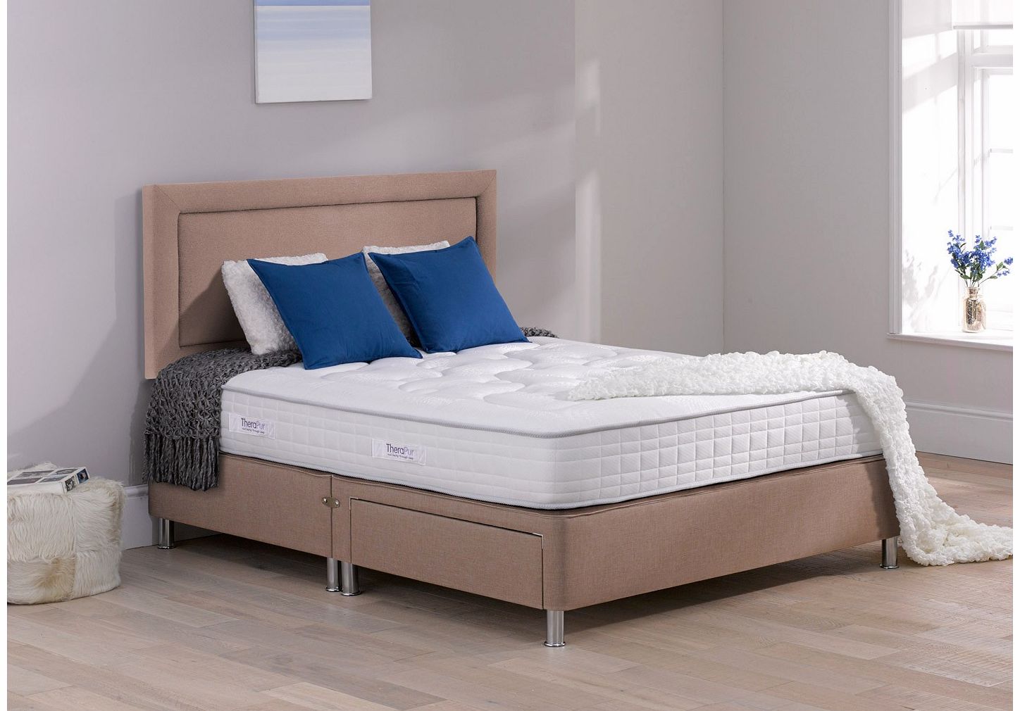 4`6 Double Therapur Tranquility Divan Bed With Legs -
