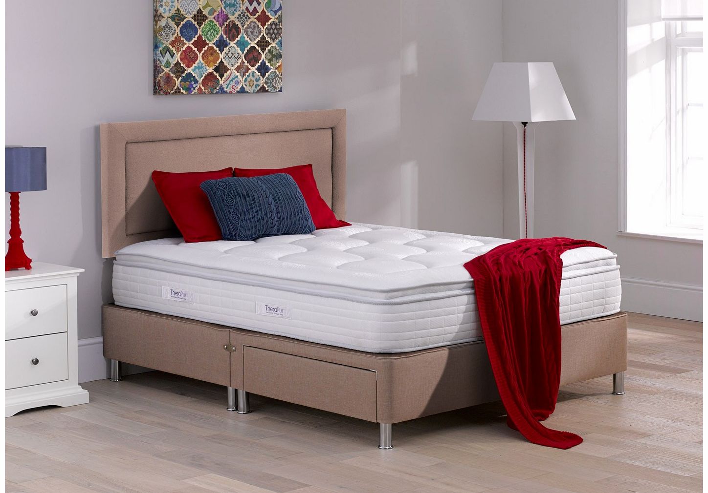 4`6 Double Therapur Vitality Divan Bed With Legs - Medium
