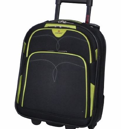 5 Cities Lightweight Cabin Approved Hard Wearing and Light Weight Trolley Wheeled Luggage Bag (18 inch fits 50 x 40 x 20 amp; 21 inch 55 x 40 x20) (18``, Black/Lime)