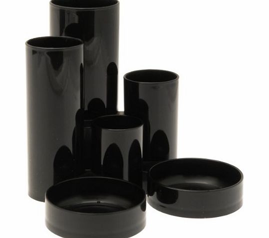 5 Star Desk Tidy with 6 Compartment Tubes Black