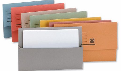 Office Document Wallet Half Flap 250gsm Capacity 32mm Foolscap Assorted (Pack 50)