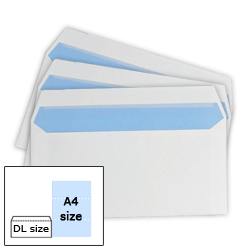 Plain White Press Seal Envelopes Size DL
