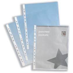 Premium Embossed Punch Pockets 80micron A4 Clear