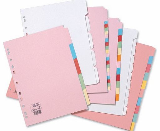 Subject Dividers Multipunched Manilla Board 10-Part A4 Assorted