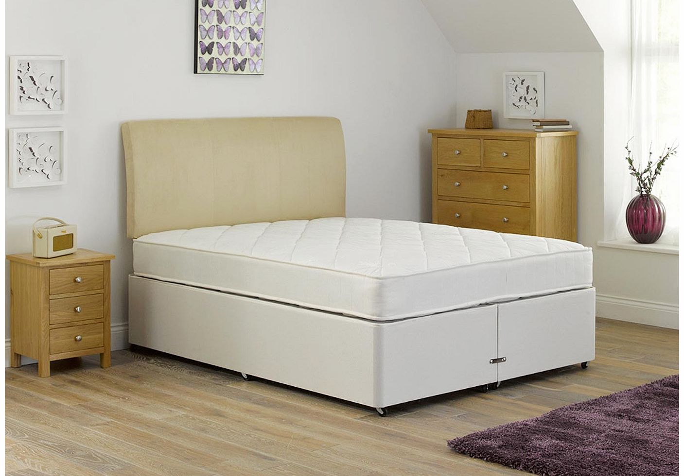 5`0 King Almond Open Spring Divan Bed - Medium Soft