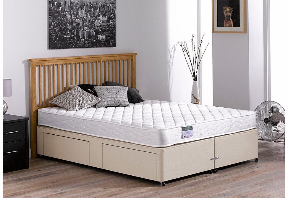 Dalton Open Spring Divan Bed - Medium - Beige