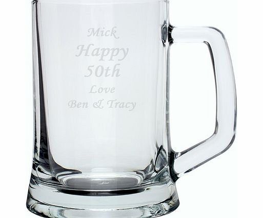 50th Birthday Personalised Glass Tankard