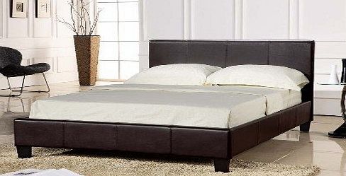 7 Star 4FT 6`` Double Faux Leather Bed Frame in Black Prado