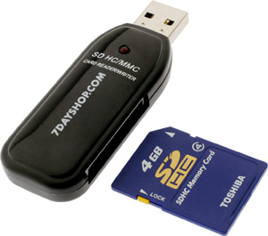 7dayshop.com Single Slot USB 2.0 Flash Memory Card Reader - SD / SDHC (Secure Digital High Capacity)/MMC