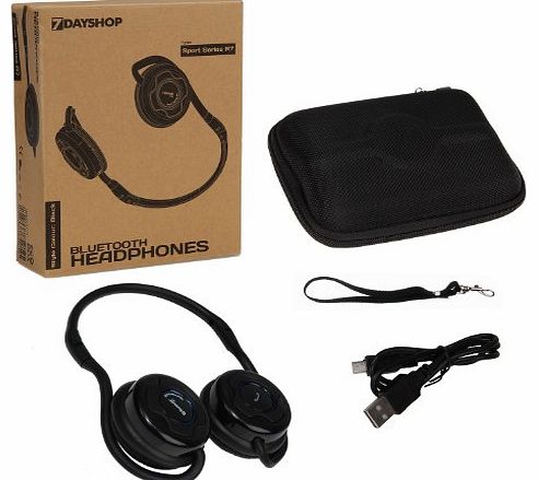 R7 Sport Series Bluetooth Wireless Stereo Headphones - Built in Mic - Ideal for use with iPad, iPhone, Tablets, Smartphones, laptops and PCs using VOIP and SKYPE - Black - Eco Packaging &