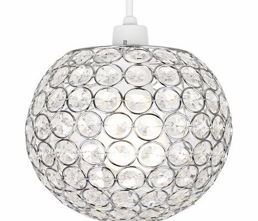 7th-AVE Modern Chrome Globe Ceiling Light Shade with Acrylic Crystal Effect Jewels