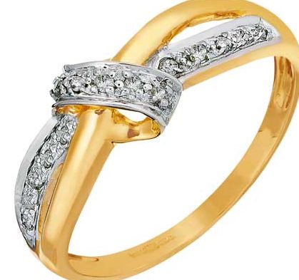 9ct Gold 1/10 Carat Diamond Fancy Bow Ring -
