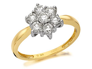 9ct Gold 1 Carat Daisy Diamond Cluster Ring -