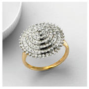9ct gold 1 Carat Diamond Cluster Ring, O