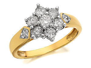 9ct Gold 1 Carat Diamond Daisy Cluster Ring -