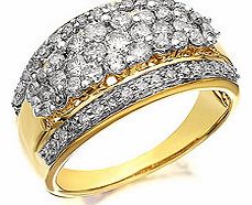 9ct Gold 1 Carat Diamond Graduated Cluster Ring