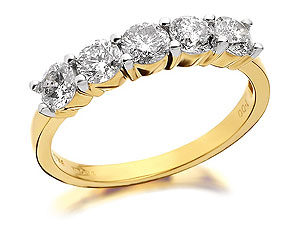 9ct Gold 1 Carat Five Diamond Half Hoop Ring -